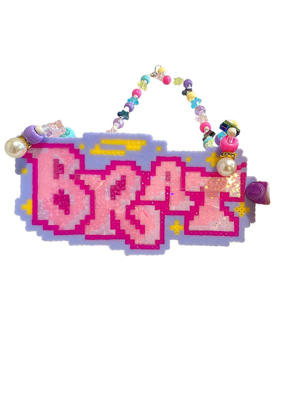 Handmade Y2K BRAT Pixel Art Beaded Kandi Necklace 💖⭐